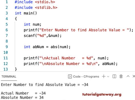 absolute value in c programming|How to write absolute value in c .